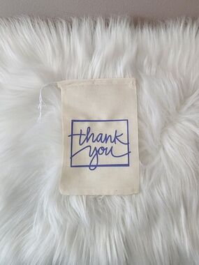 Party Favor Bag/Pouch with "Thank You" Print - Natural & Purple